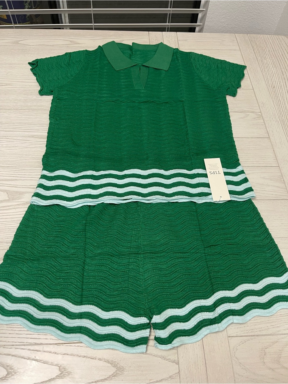 Kids Green Wave Knit two -Piece